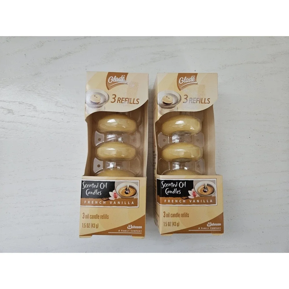 Glade FRENCH VANILLA Scented Oil Candles 6 Refills‎ 2 boxes Retired New Unopened